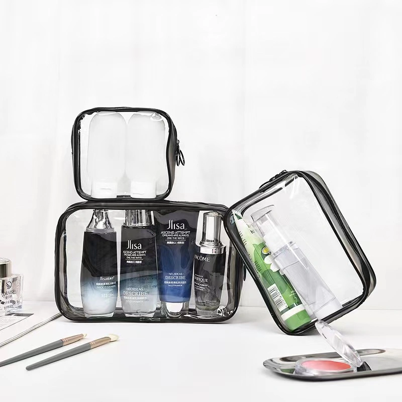 Transparent Wholesale China Makeup Wash Pouch Bag Clear PVC Cosmetic Bag for Woman Fashionable Toiletry Cosmetic Bag