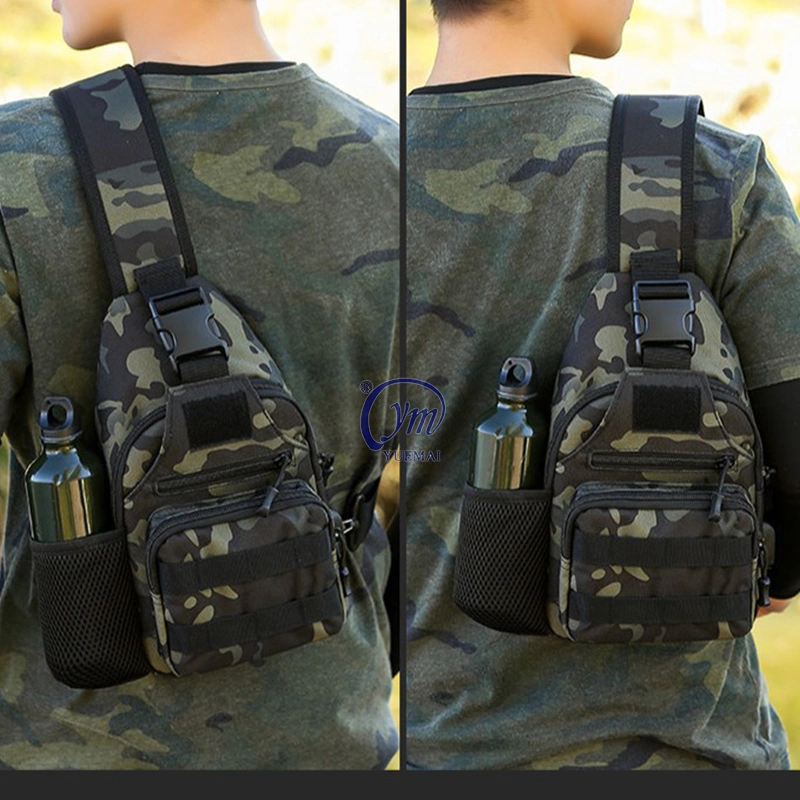 Small Black EDC Tactical Sling Chest Pack Bag Molle Military Crossbody Shoulder Bag with Water Bottle