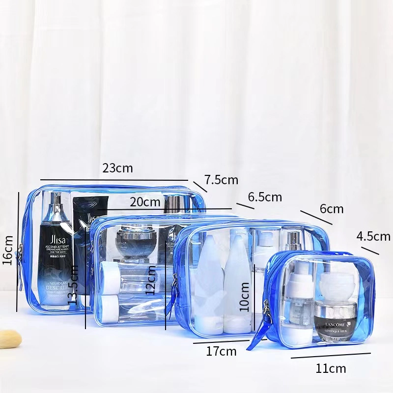 Transparent Wholesale China Makeup Wash Pouch Bag Clear PVC Cosmetic Bag for Woman Fashionable Toiletry Cosmetic Bag