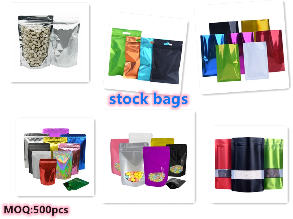 Fragrance Smell Proof Airtight Stand up Aluminum Foil PLA PE Food Packaging Mylar Barrier Pouch Zipper Window Weed Bag