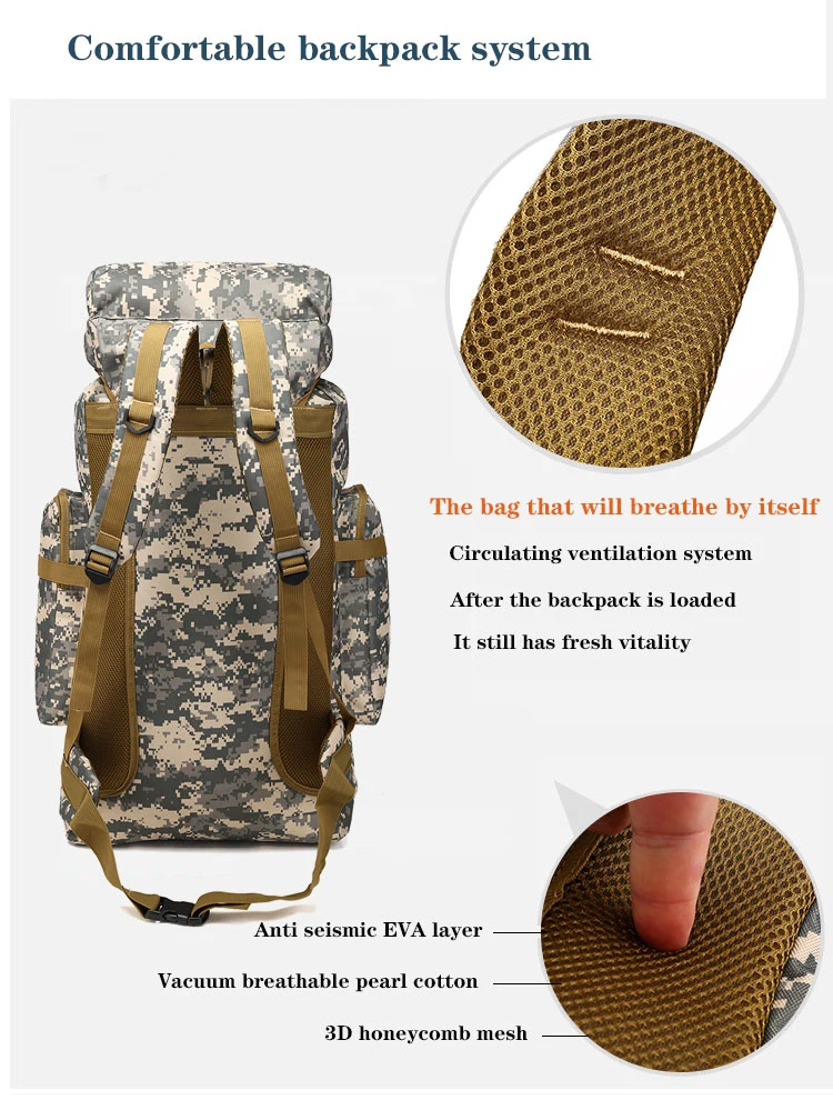 Camping Hiking Travel Outdoor Bag Durable Camouflage Mountaineering Backpack