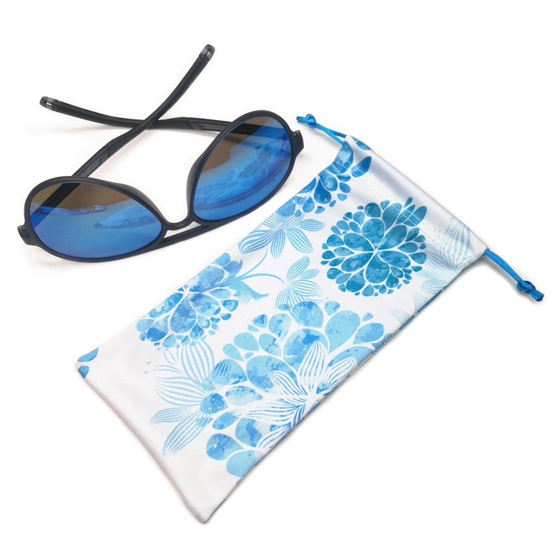 Custom Logo Printed Microfiber Drawstring Sunglasses Pouch Bag
