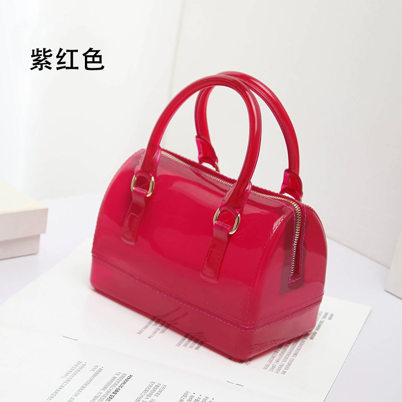 Sh1662 Mini Women Candy Color Jelly Bag Purses Handbags Boston Shape Fashion Summer PVC Silicone Beach Bag