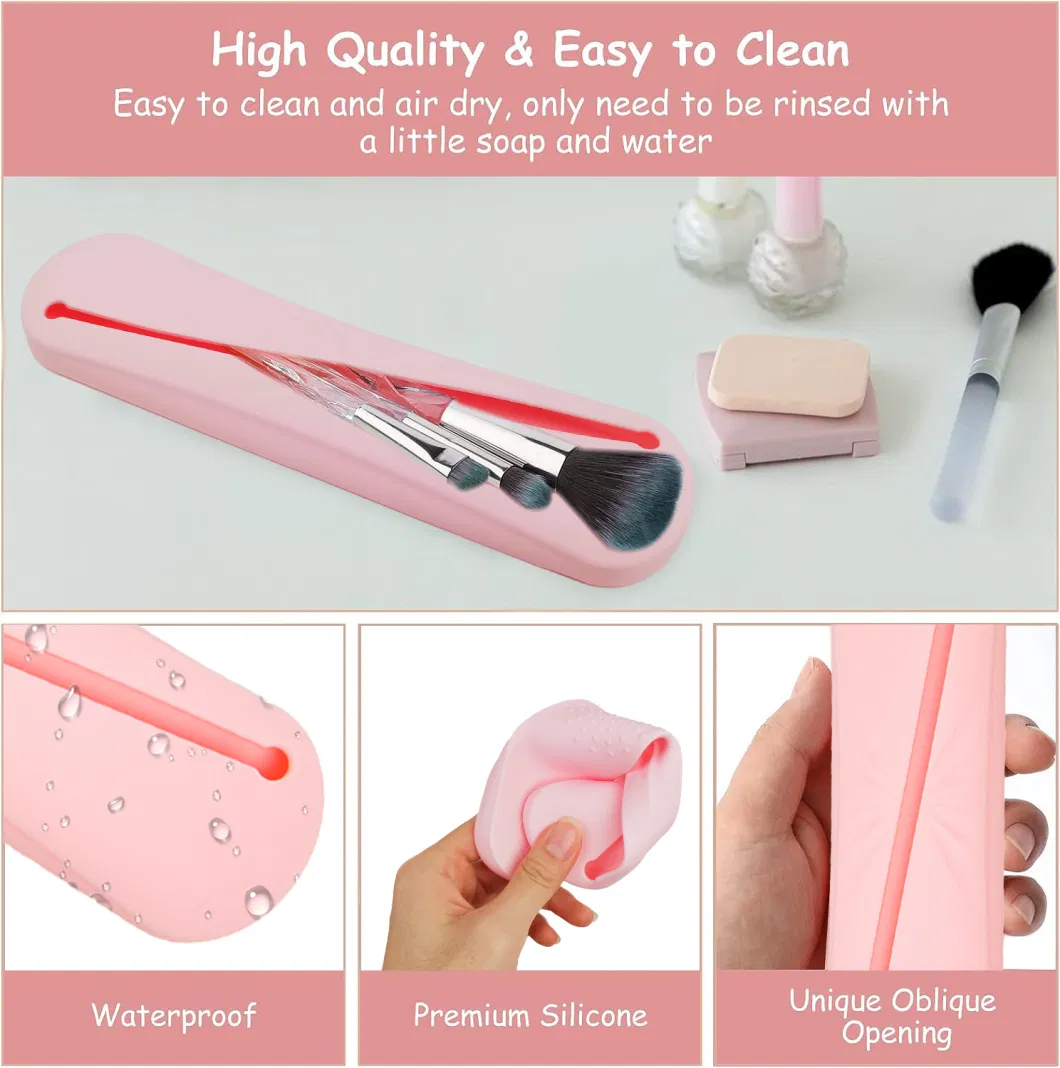 Silicone Makeup Brush Organizer Portable Makeup Brush Bag Small Pouch Toiletries Brush Organizer Cosmetic Brush Case Makeup Accessories Essentials for Travel