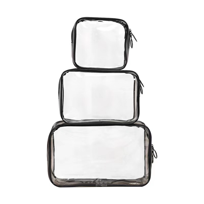 Transparent Wholesale China Makeup Wash Pouch Bag Clear PVC Cosmetic Bag for Woman Fashionable Toiletry Cosmetic Bag