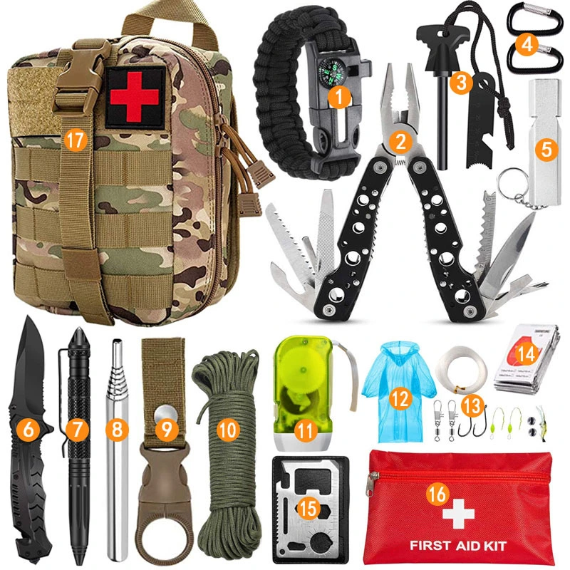 Outdoor Camping Equipment Survival Kit Multifunctional Sos Emergency Supplies Ifak Bag