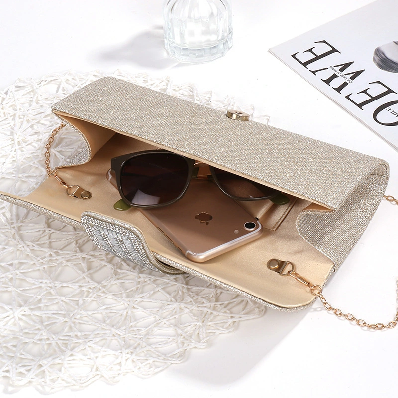 Wholesale Fashionable Light Luxury Flash Powder Inlaid Fine Diamond Lock Single Shoulder Evening Bag Personalized Cosmetic Bag