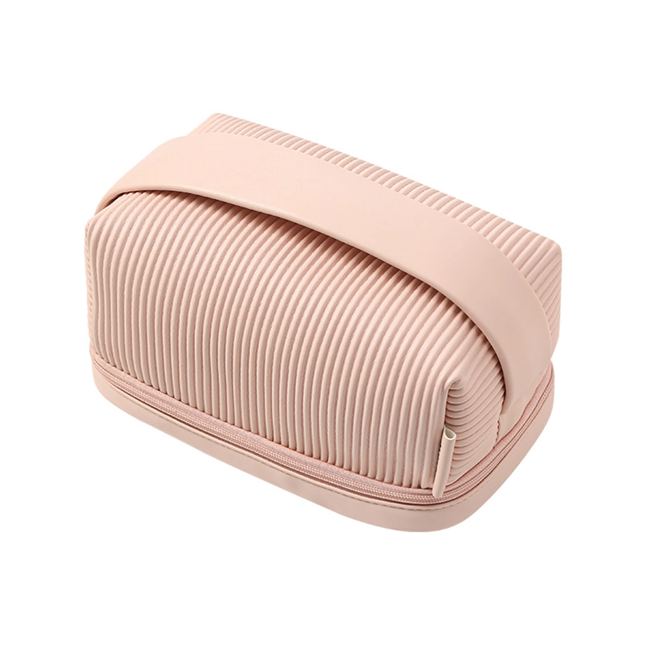 Portable Double Layer Makeup Bag Travel Eyebrow Pencil Brush PU Leather Luxury Cosmetic Bag