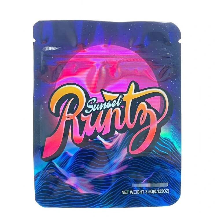 Custom Printed Small Holographic Ziplock Rainbow Laser Plastic Mylar Packaging Zipper Pouch Bag