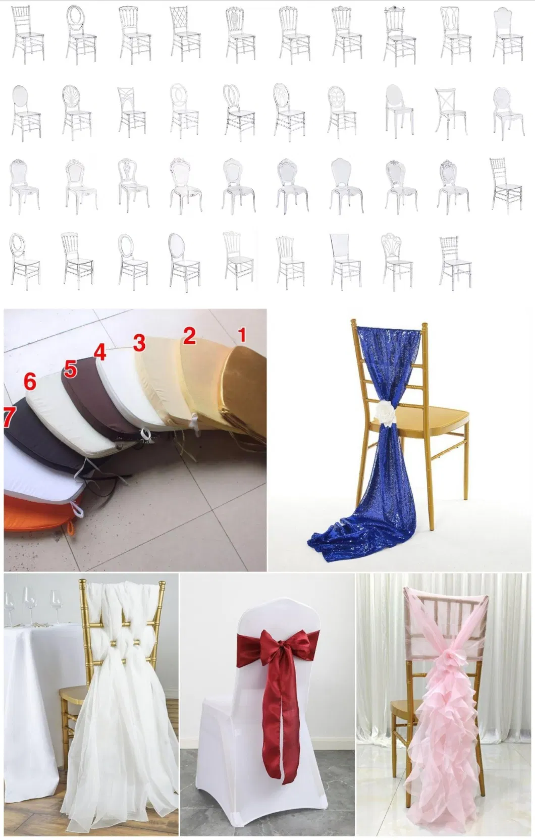 Wholesale Stackable Commercial Clear Transparent Plastic Dining Heavy Duty Wedding Chiavari Chair