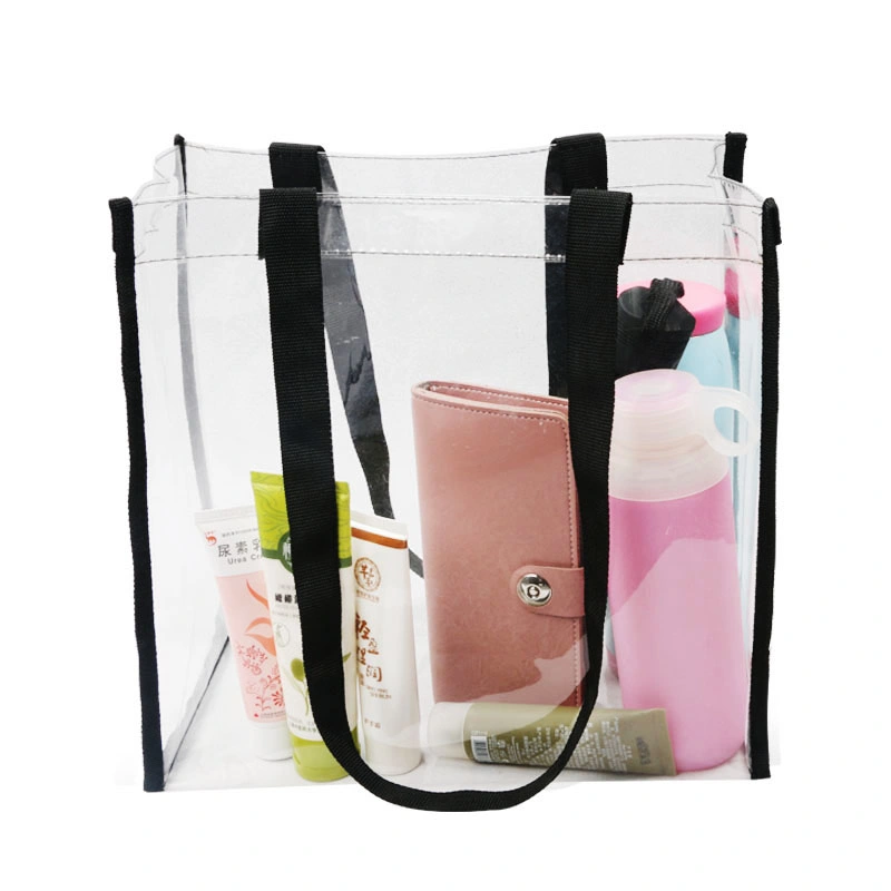 Transparent PVC Handbags Wholesale Custom Logo Beach Shopping Plastic Tote Bag PVC Transparent Handbags