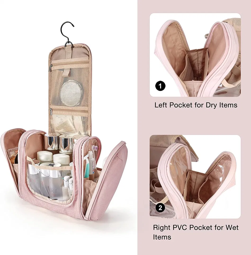 Hanging Toiletry Bag Travel Toiletry Organizer with Hanging Hook Water Resistant Cosmetic Makeup Bag Travel