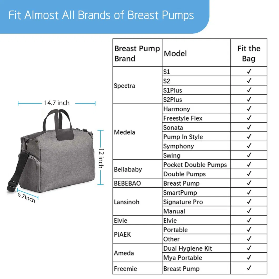 Breast Milk Pump Cooler Bag with Shoulder Strap