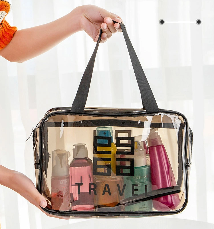 Wholesale New Designer Makeup Shopping Bag Packaging Custom Makeup Bag Transparent Pouch Bag Clear Cosmetic Bag