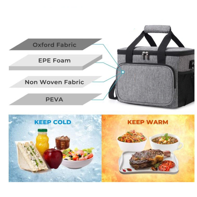 Eco Recycled Durable Waterproof Polyester Nylon Portable Tote Thermal Icebag Food Insulated Picnic Lunch Camping Grocery Storage Delivery Shoulder Cooler Bag