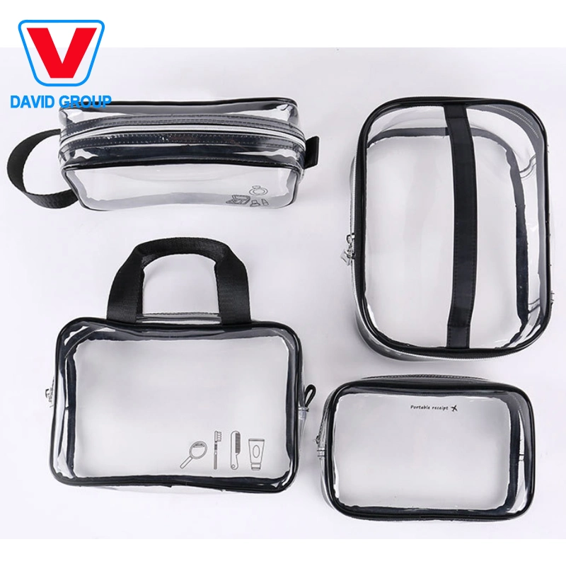 Customize Square Portable Travel Cosmetic Storage Bag Waterproof Clear Makeup Toiletry Bag