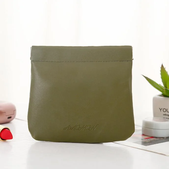 11.5*12 Portable Lipstick Coin and Cosmetic Storage PU Bag in Green