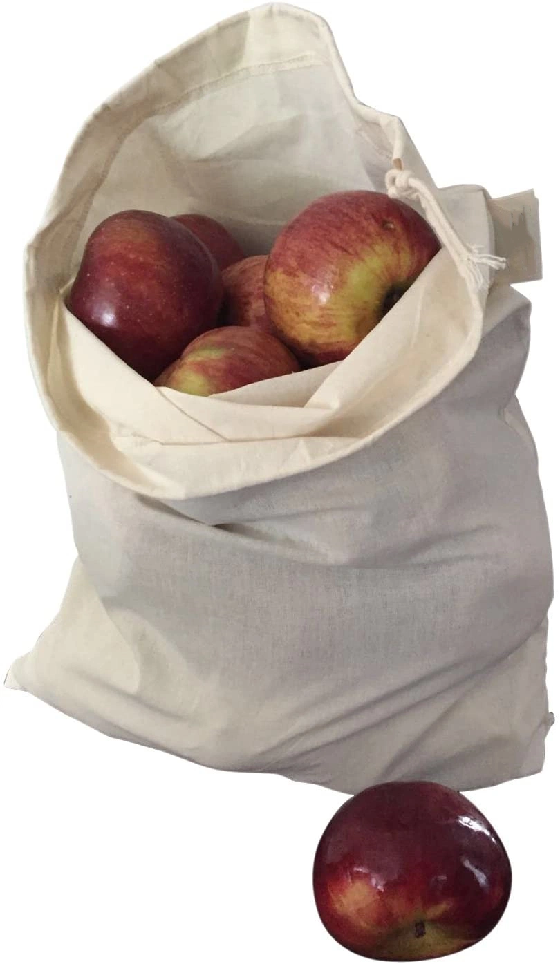 Custom RPET Reusable Storage Shopping Produce Bags for Pantry Cotton Washable Potato Root Vegetable Sacks with Drawstring