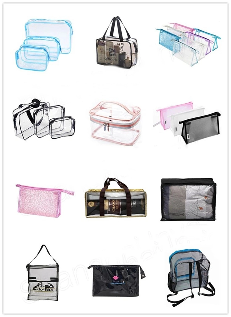 Customize Portable Waterproof PVC Transparent Plastic Toiletry Pouch Makeup Toiletries Skin Care Sets Packaging Dust Bathroom Storage Travel Zipper Cosmetic Bag