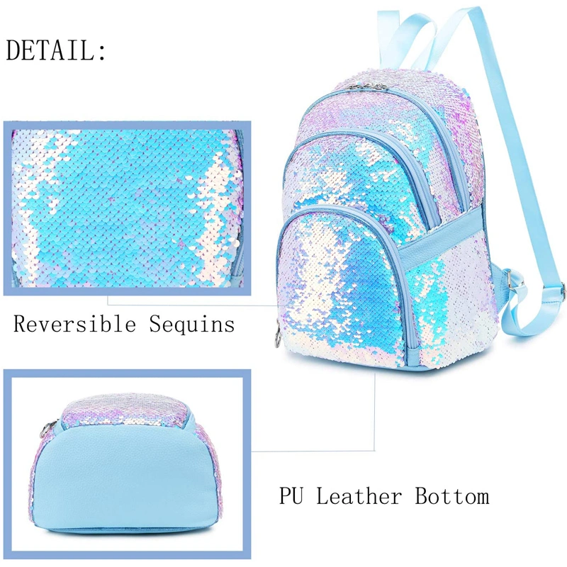 Cute Mini Sparkly Bookbag School Bag Purse Reversible Sequins Backpack for Women Girls