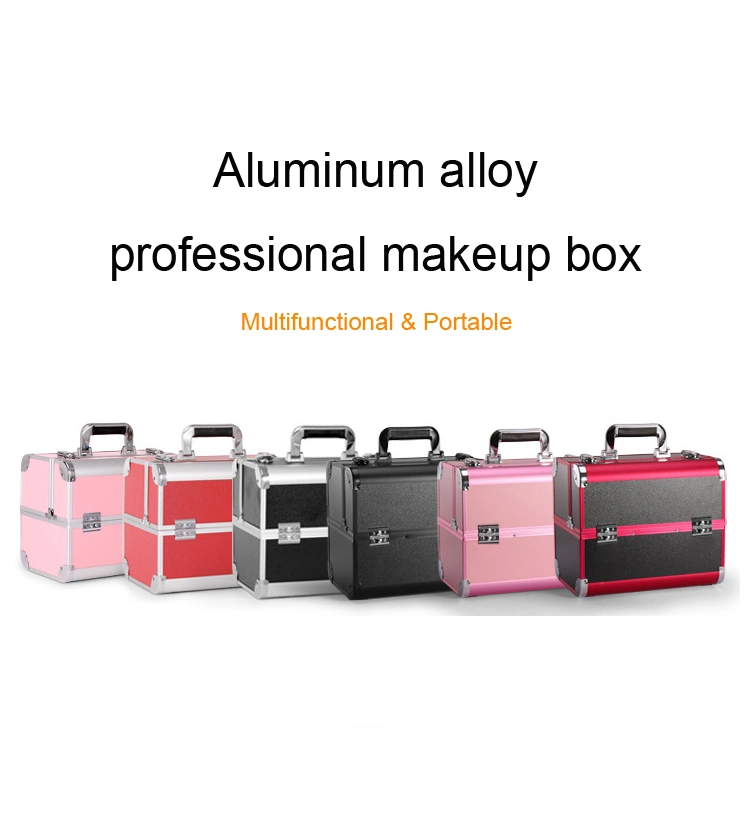 New Pink Beauty Aluminium Makeup Case with Lighted Double Fashion Superior Quality Vanity Train Cosmetic Box for Ladies