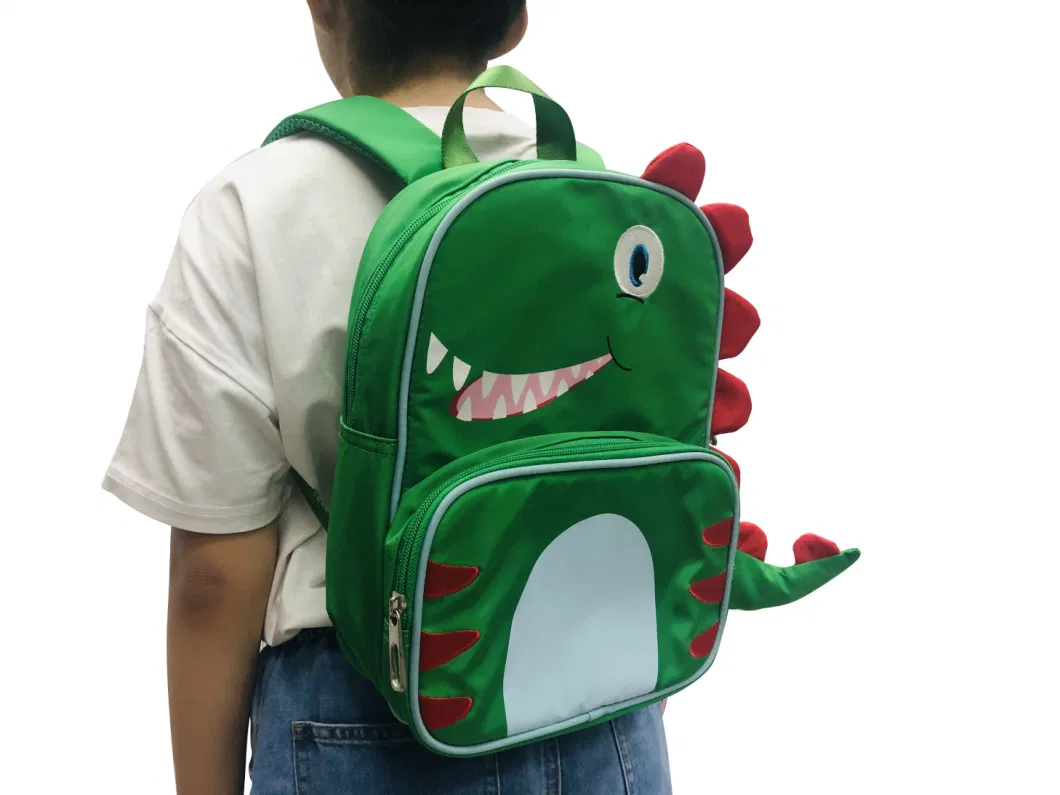 Green Dinosaur Kids Students School Bag Backpack for Boys &amp; Girls with Padded Back &amp; Adjustable Strap