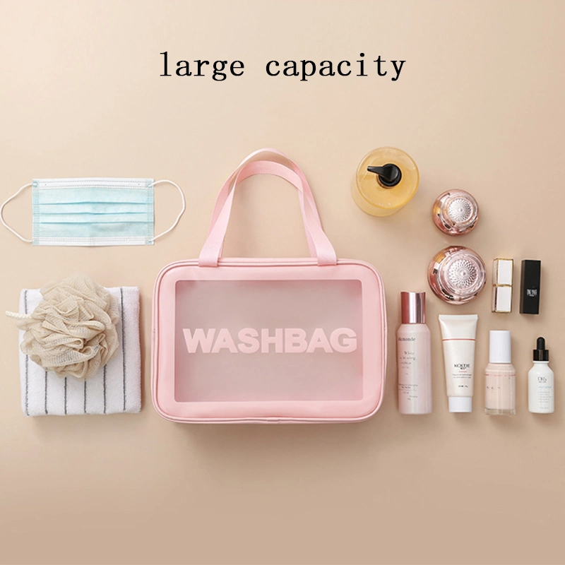 Custom Logo PU PVC Waterproof Trip Black Toiletry Pouch Kits Women Luxury Beauty Makeup Bag Pink Girl Travel Clear Cosmetic Bags