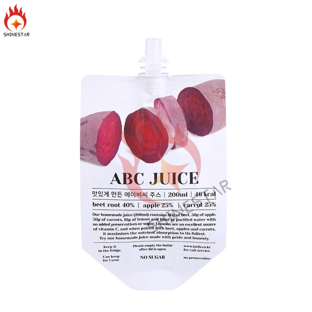 Beet Root/Apple/Carrot Juice Drink Pouch Plastic Packaging Bag with Spout, Nozzle
