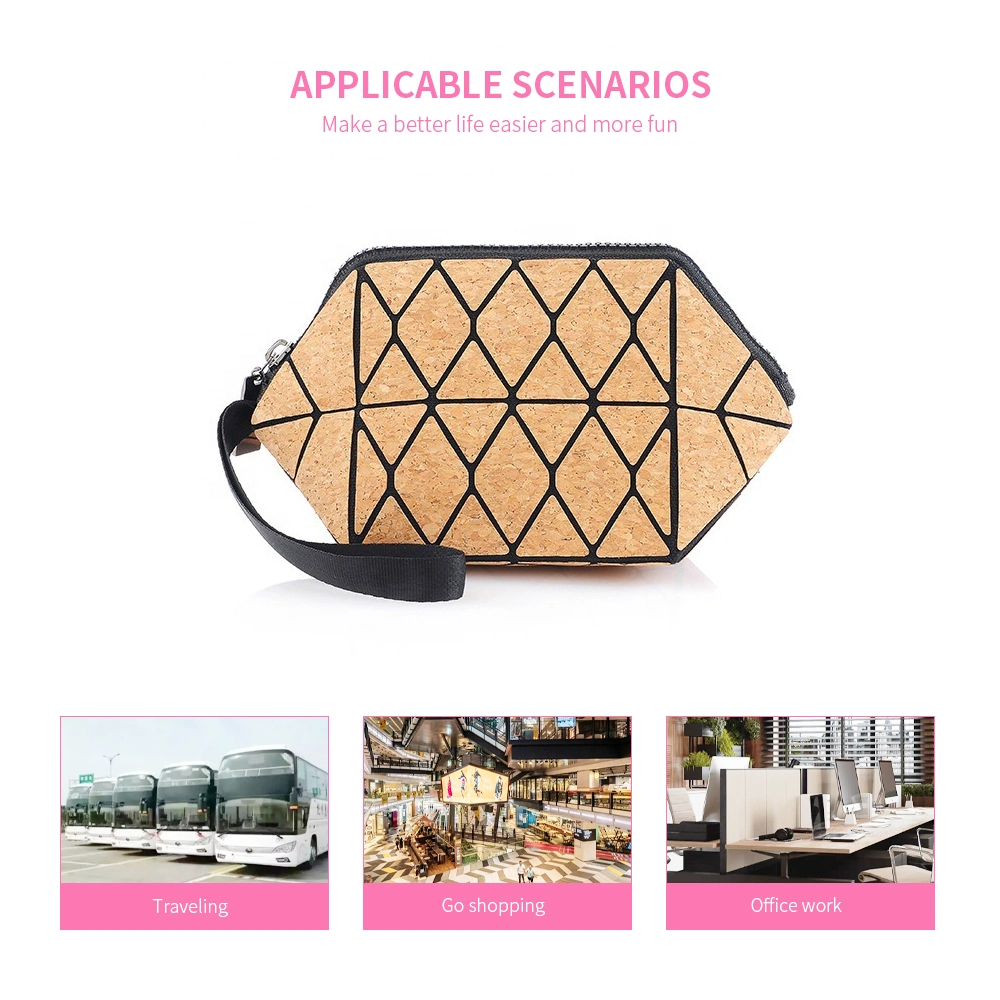 Fashionable Cork Ladies Handbag Travel Makeup Bags Eco-Friendly Promotional Cosmetic Cases