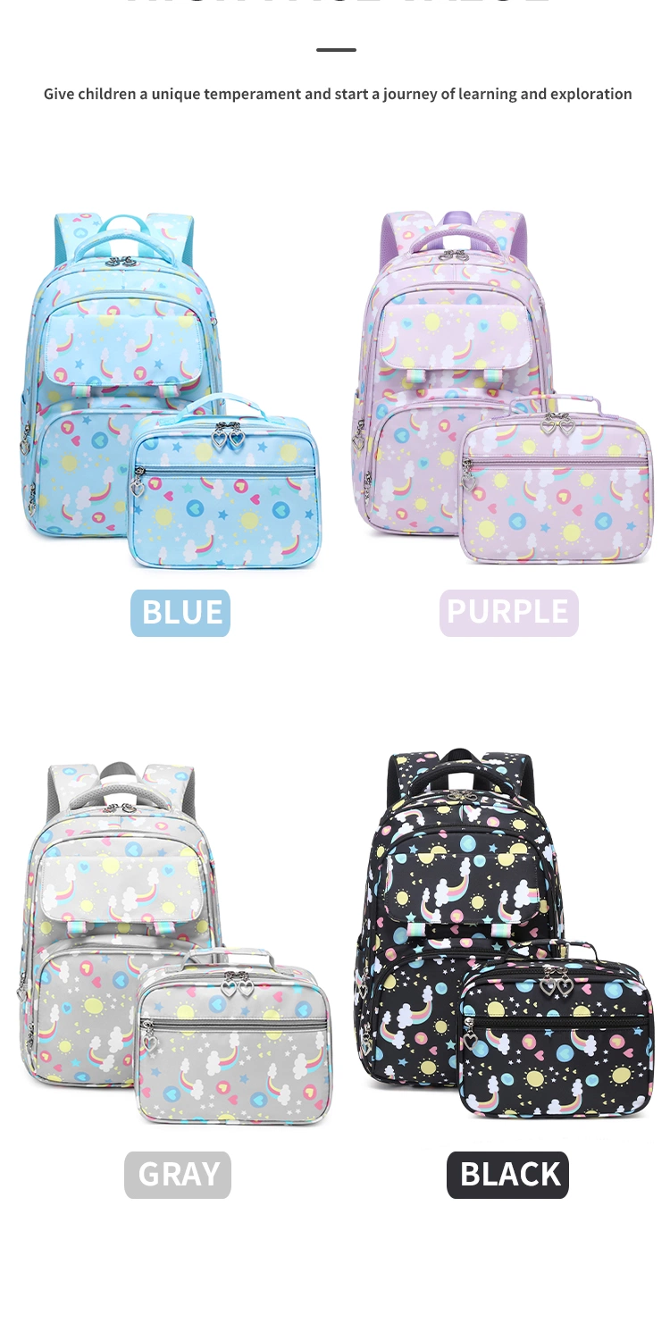 Leisure 3PCS Set Backpack Fashion Printing Design Student School Bag Set Sports Book Bags