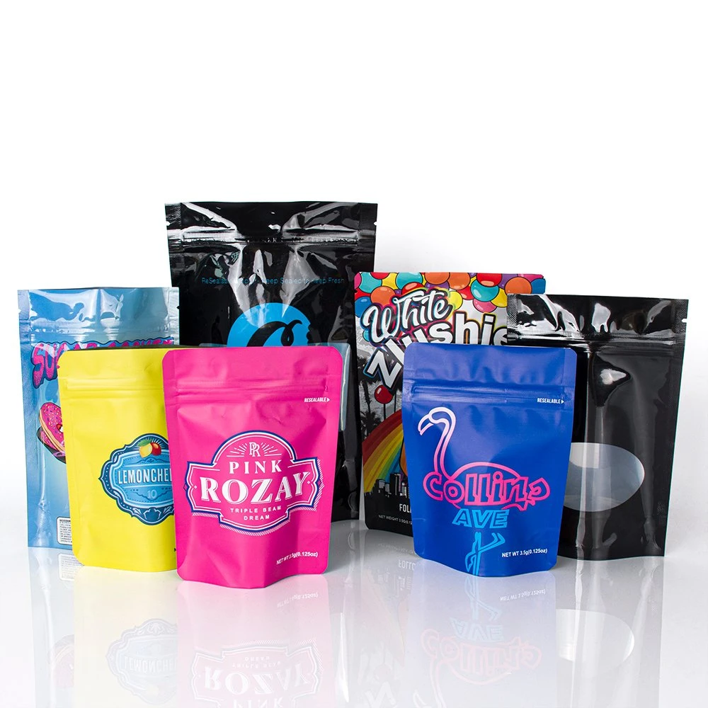 Custom Logo Packaging Mylar Bag 3.5, 3.5g Resealable Cookie Mylar Bag Printed, Custom Printed Mylar Bags