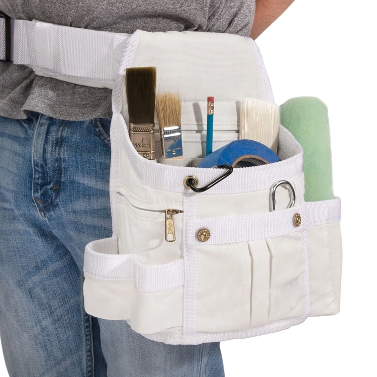 Painting Waist Tool Bag Pouch White Canvas Belt Bags with Heavy Duty Straps
