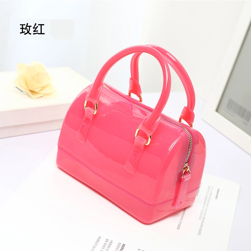 Sh1662 Mini Women Candy Color Jelly Bag Purses Handbags Boston Shape Fashion Summer PVC Silicone Beach Bag