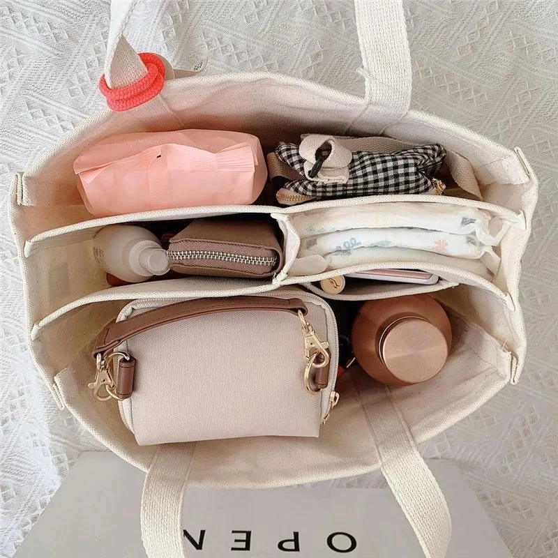 Stylish Tote Bag Backpack Canvas Tote Bag with Multi-Pocket Crossbody Bag Women&prime;s Stylish Shoulder Bag Tote Bag Mom Bag with Compartment Combination Travel