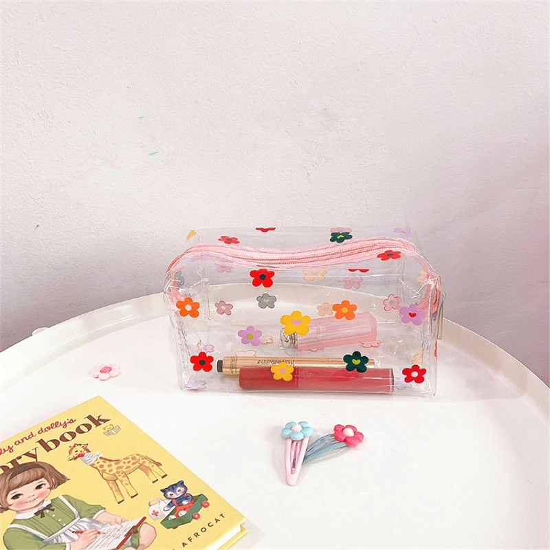 1 PC Girl Clear Cosmetic Bag PVC Transparent Makeup Bag for Women Waterproof Zipper Beauty Case Travel Toiletry Bags