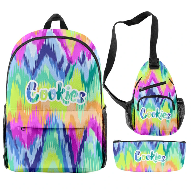 Custom Pattern Available Fashion Girls Boys School Bag Set 3 Sizes Cooky Book Bag Backpack School Bag