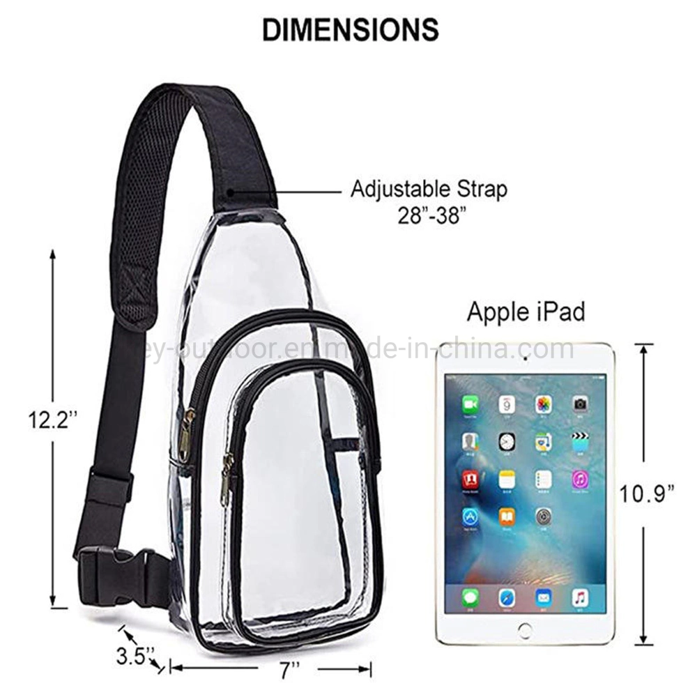 Factory Wholesale Chest Bags Custom Logo Women Clear Toiletry Bags Casual Chest Daypack Backpack Shoulder Bag for Hiking Stadium