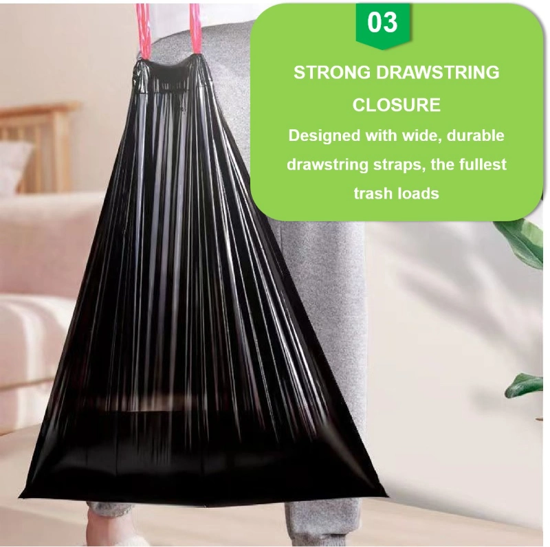 13 Gallon Black Plastic Drawstring Trash Garbage Bag