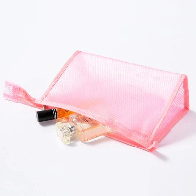  Confezione organizer cosmetico trasparente Fashion Mesh Borsa portatile per il trucco Bagno impermeabile lavatrice prodotti da bagno Organizer