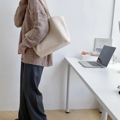 Borsa grande in PU morbido e voluminoso, tracolla, donna, niche Borsa tote di alta capacità