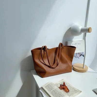 Borsa grande in PU morbido e voluminoso, tracolla, donna, niche Borsa tote di alta capacità