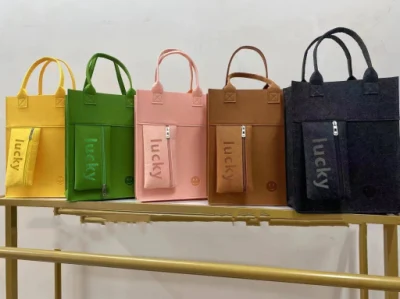 Borse per bambini da scuola durevole con logo personalizzato Shopping Toy Girasoli Organizer di conservazione cestelli di imballaggio di regalo sacchetto di feltro di tessuto con Tasca con zip