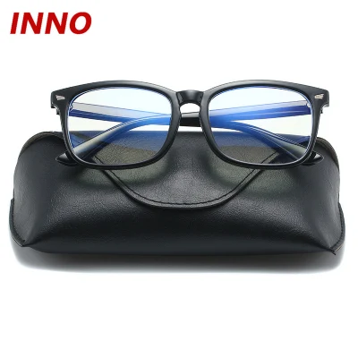  Inno-R006 Custodia in pelle PU/PVC portatile all&prime;ingrosso con fibbia magnetica e telaio in plastica completa per occhiali da sole, logo personalizzabile