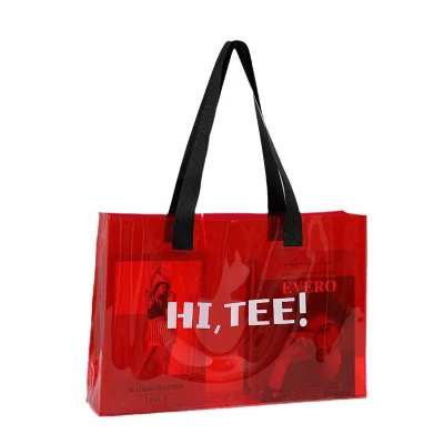  Borsa cosmetica personalizzata da donna Makeup PVC trasparente e laser con Impugnatura in PP stampata
