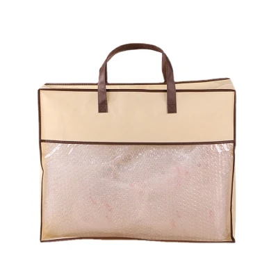  Personalizza il cuscino in fibra di plastica in PVC non tessuto riutilizzabile ecologico Coperta piumone biancheria da letto Home tessile stoccaggio zip non tessuto non tessuto antinumato Borsa tote
