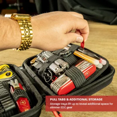 Custodia EDC con clip &amp; Carry e organizer da viaggio per elettronica Display coltello