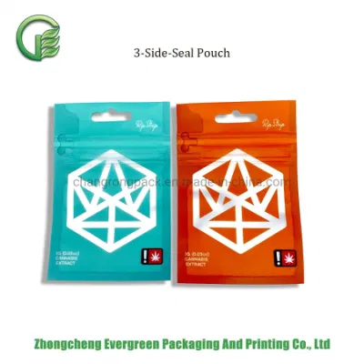  Stampa personalizzata bustina in alluminio Ziplock tabacco Pacakaging 3 lati Custodia per guarnizioni