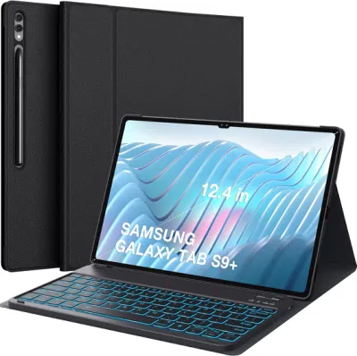  Custodia sottile rimovibile magnetica per tastiera Bluetooth Custodia in pelle per Samsung Galaxy Tab S9 Plus 12.4 pollici con porta penna S.