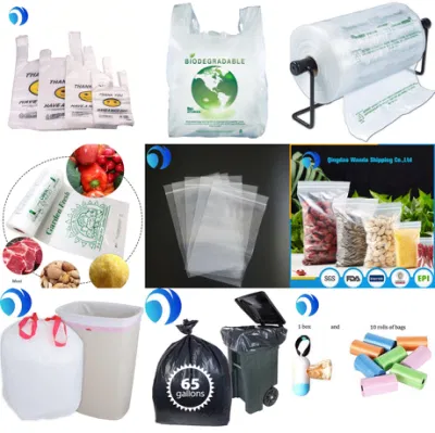  Produttore di fabbrica PLA LDPE HDPE confezionamento alimentare Stampa di cani compostabili Poop pannolino acqua biodegradabile stringa di traino Ziplock rifiuti T-Shirt sacchetto di plastica