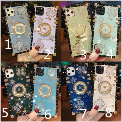  Custodia Luxury Square Mini PRO Max per iPhone 13 Bing Diamond glitter Soft Tunk cover con impugnatura ad anello Custodia viola per la pelle del telefono con supporto Kickstand